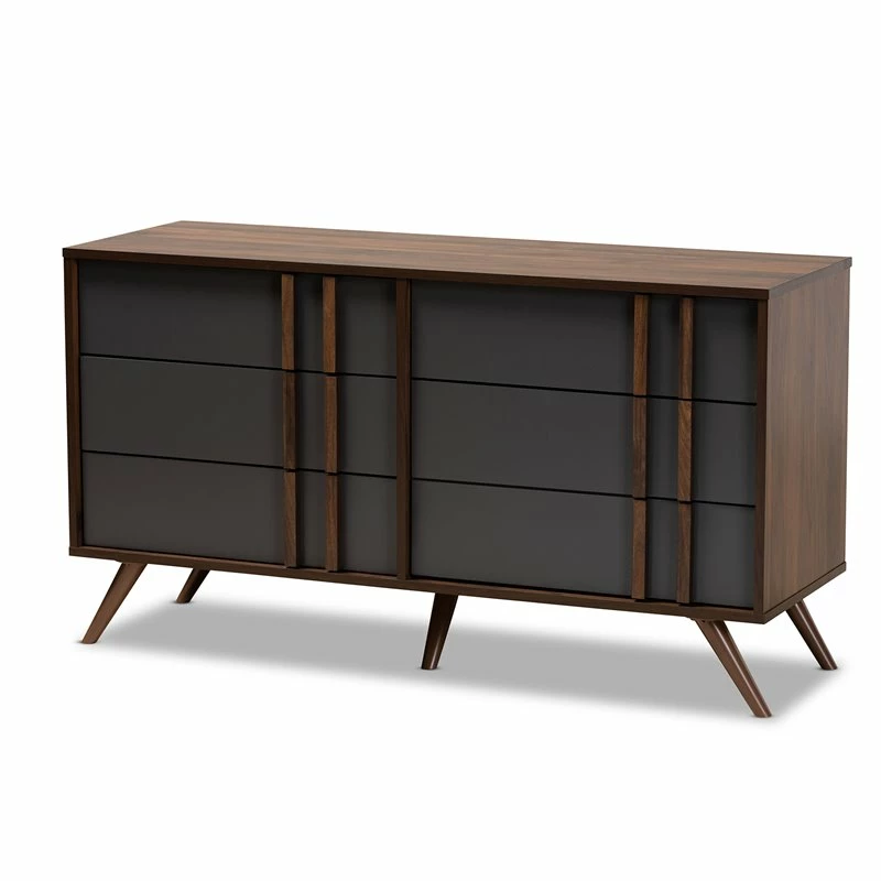 Best Pirce โ Baxton Studio Naoki Gray And Walnut Finished Wood 6-Drawer Bedroom ๐ Dresser ๐คฉ