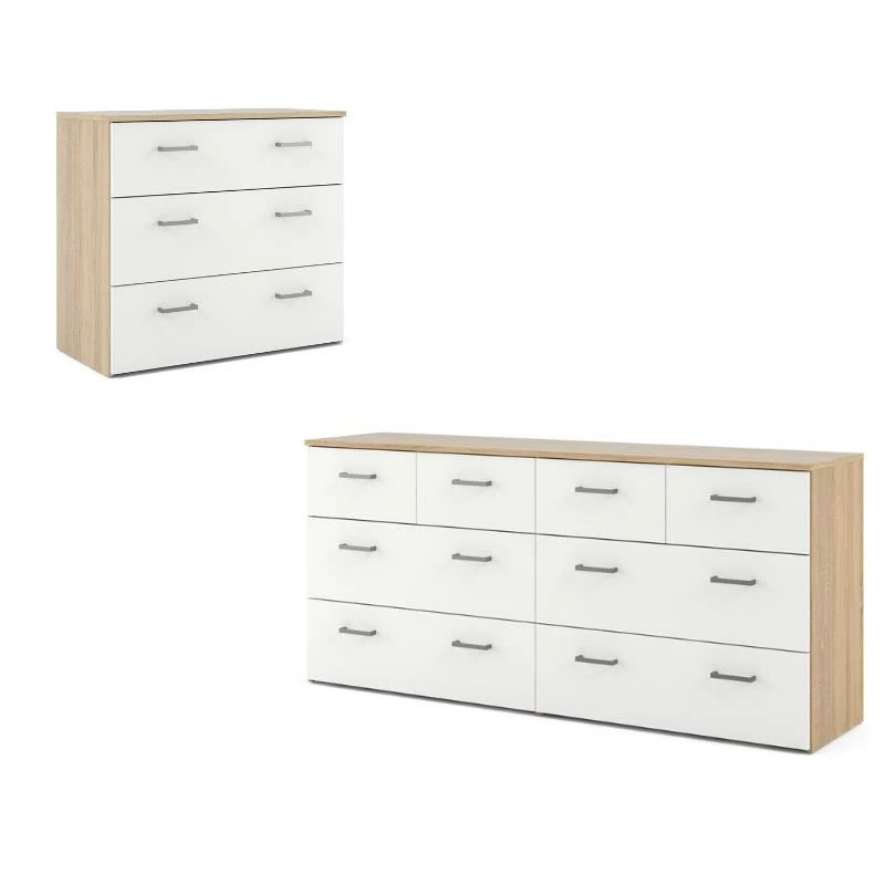 Buy ✔️ Home Square 2PC Set With 1 Double 👗 Dresser And 1 Chest In Oak And White ✔️