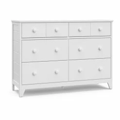 Hot Sale ⭐ Stork Craft Storkcraft Moss 6 Drawer Double 👗 Dresser In White ✔️