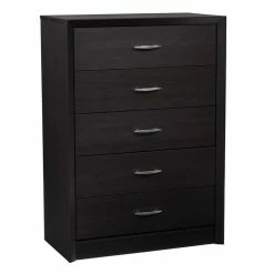 Outlet 🎉 CorLiving Newport 5 Drawer Tall 👗 Dresser In Black 🎁