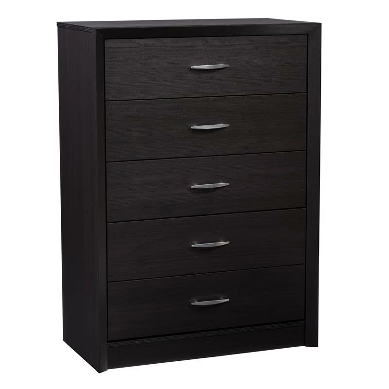 Outlet 🎉 CorLiving Newport 5 Drawer Tall 👗 Dresser In Black 🎁