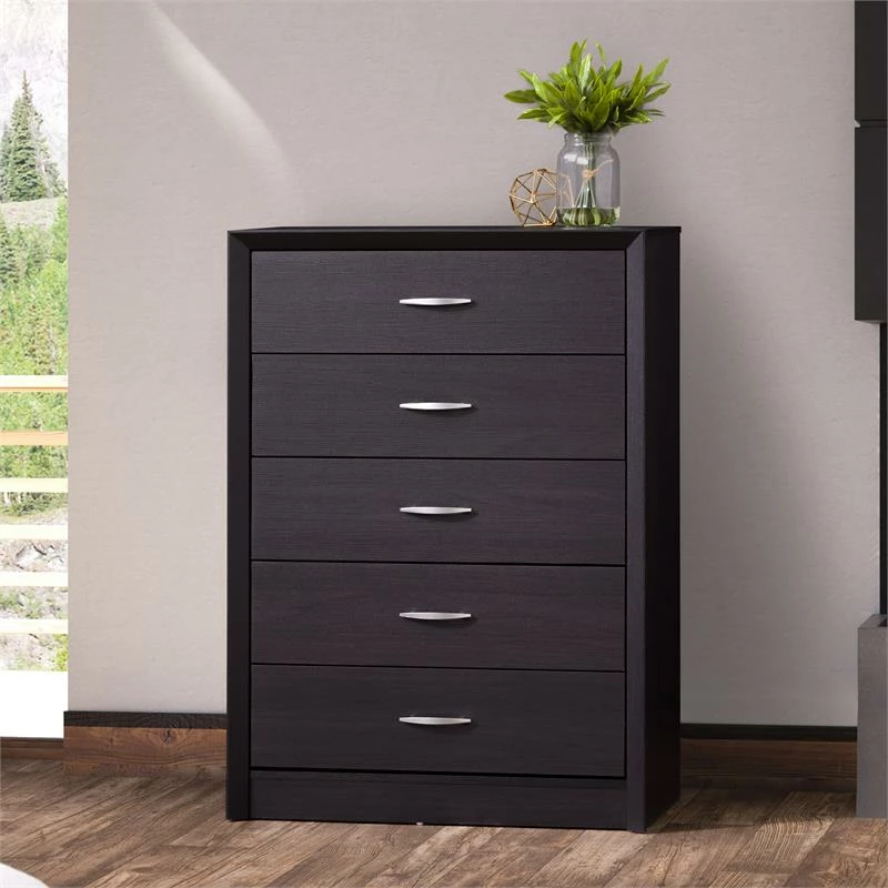 Outlet 🎉 CorLiving Newport 5 Drawer Tall 👗 Dresser In Black 🎁 - Image 5
