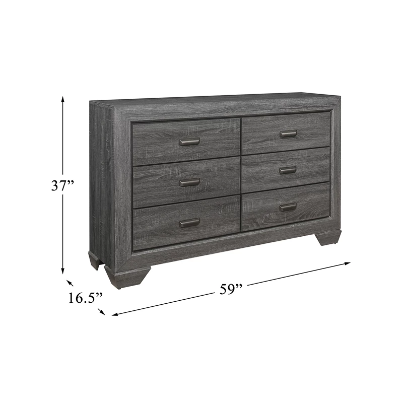 New ๐ Lexicon Beechnut 6 Drawers Contemporary Wood ๐ Dresser In Gray ๐ - Image 6