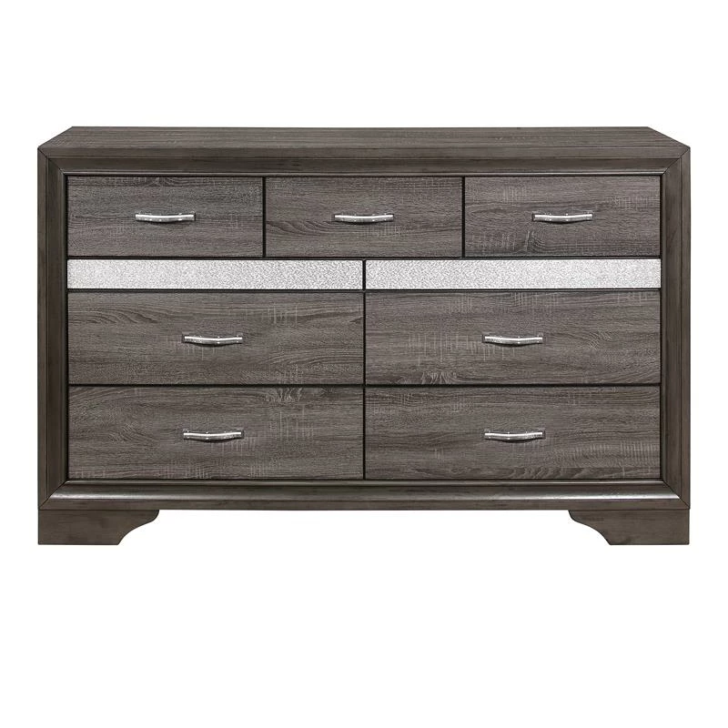 Discount โ๏ธ Lexicon Luster 9 Drawers Contemporary Wood ๐ Dresser In Gray And Silver Glitter ๐ - Image 3