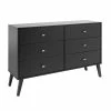 Budget 😀 Allora Mid Century Modern 6 Drawer Double 👗 Dresser In Black 👏