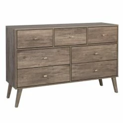 Deals ๐ Allora Mid Century Modern 7 Drawer ๐ Dresser In Drifted Gray ๐