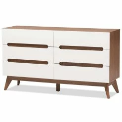Best deal ๐ Allora 6 Drawer Double ๐ Dresser In White And Walnut ๐