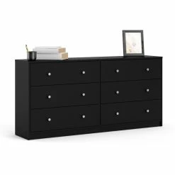 Budget ๐ Levan Home Contemporary Wide 6 Drawer Double Bedroom ๐ Dresser In Black ๐ฏ