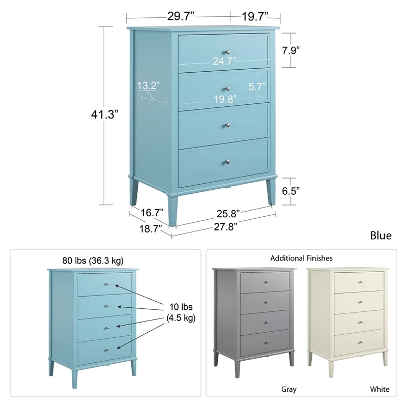 Promo ๐ Ameriwood Home Franklin 4 Drawer ๐ Dresser In Soft White โ - Image 6