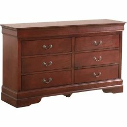 Buy 👍 Glory Furniture Louis Phillipe 6 Drawer 👗 Dresser In Cherry 🎁