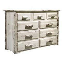 New โ Montana Woodworks 9-drawer Transitional Wood ๐ Dresser In Natural ๐