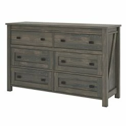 Cheap ๐งจ Ameriwood Home Farmington 6 Drawer ๐ Dresser In Weathered Oak ๐