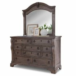 Top 10 🌟 American Woodcrafters Heirloom Rustic Brown Charcoal 10-drawer 👗 Dresser And Mirror 🎁
