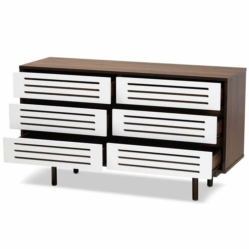 Best Pirce 😀 Hawthorne Collections 6 Drawer Wooden Double 👗 Dresser In Walnut And White 😉 - Image 2