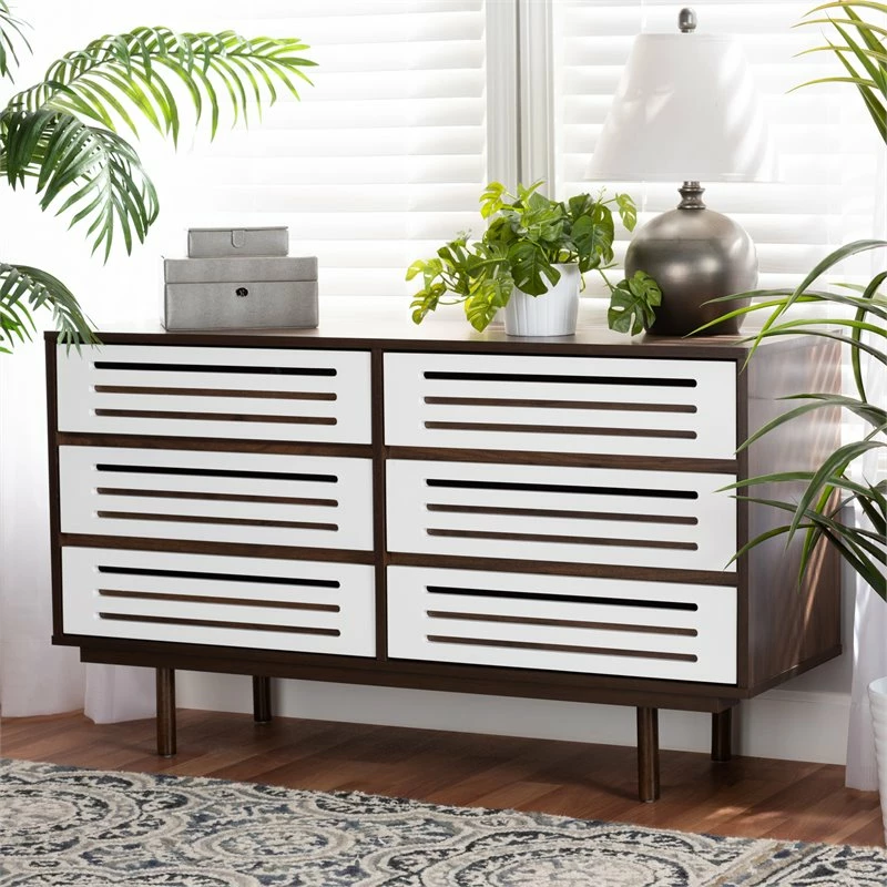 Best Pirce 😀 Hawthorne Collections 6 Drawer Wooden Double 👗 Dresser In Walnut And White 😉 - Image 7