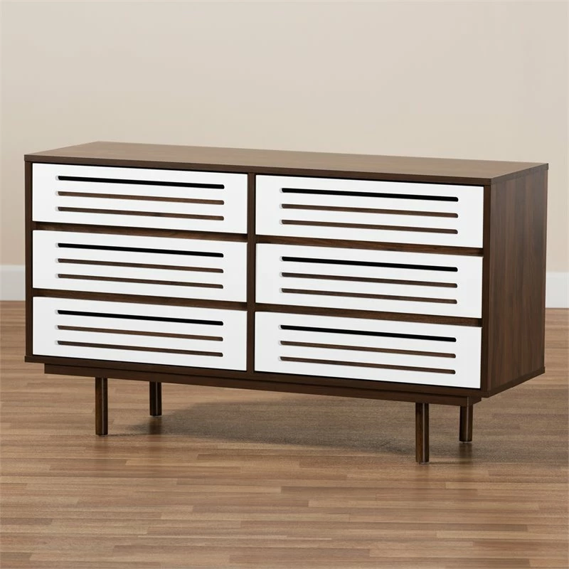 Best Pirce 😀 Hawthorne Collections 6 Drawer Wooden Double 👗 Dresser In Walnut And White 😉 - Image 8