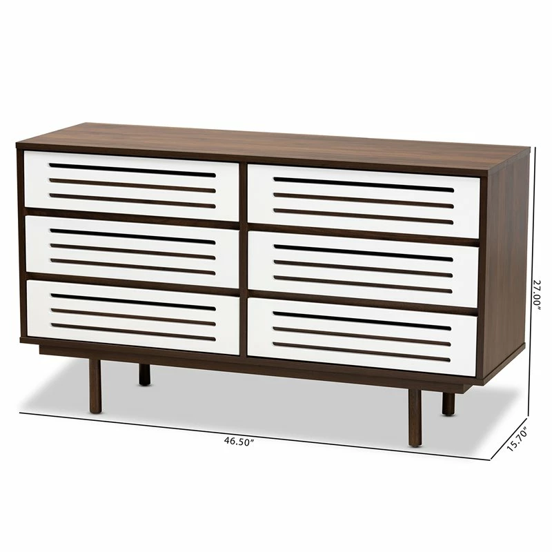 Best Pirce 😀 Hawthorne Collections 6 Drawer Wooden Double 👗 Dresser In Walnut And White 😉 - Image 9