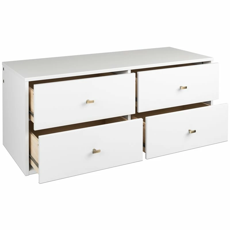 Outlet ❤️ Prepac Milo 4 Drawer Floating Wooden 👗 Dresser In White 🎁 - Image 3