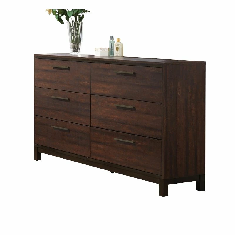Hot Sale 🎁 Bowery Hill 6 Drawer 👗 Dresser In Rustic Tobacco And Dark Bronze 🔔
