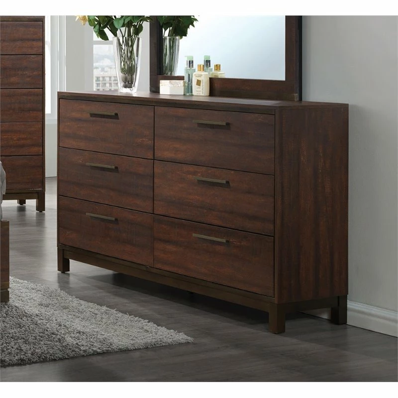 Hot Sale 🎁 Bowery Hill 6 Drawer 👗 Dresser In Rustic Tobacco And Dark Bronze 🔔 - Image 2