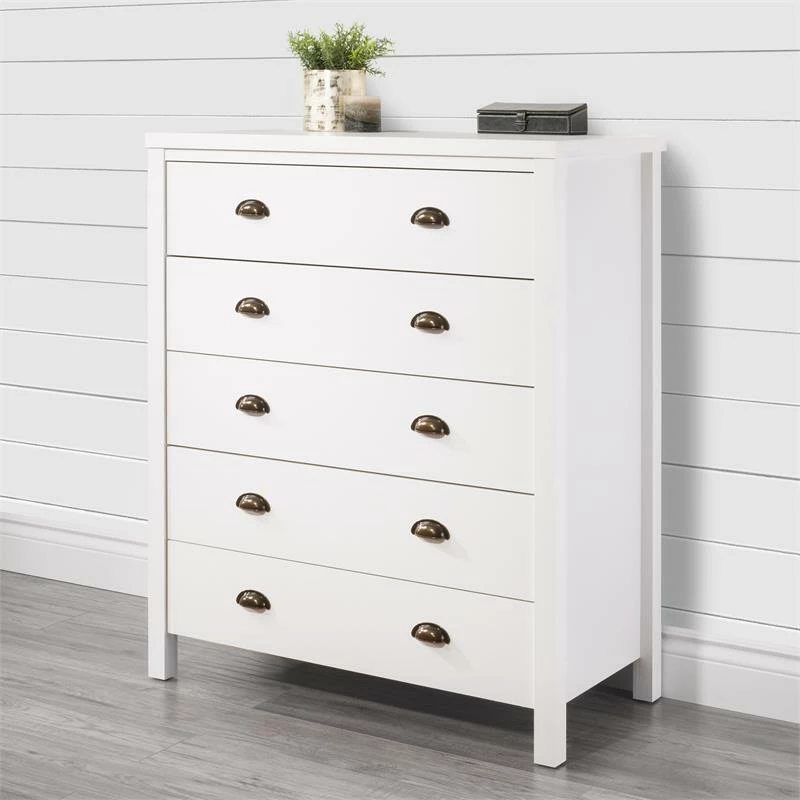 Best reviews of ❤️ Bowery Hill 5 Drawer 👗 Dresser - White Engineered Wood 🌟 - Image 10