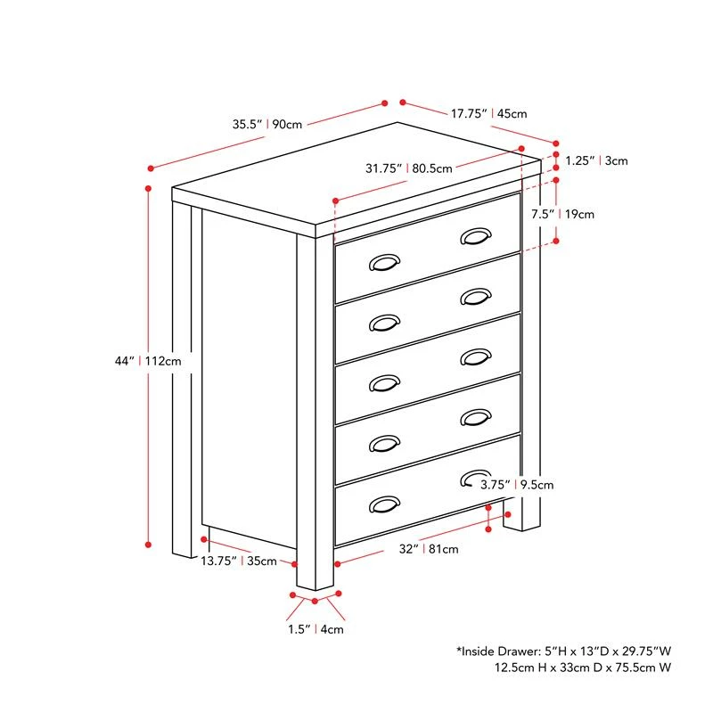 Best reviews of ❤️ Bowery Hill 5 Drawer 👗 Dresser - White Engineered Wood 🌟 - Image 11