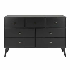 Discount ๐ Prepac Milo Mid Century Modern 7-Drawer ๐ Dresser In Black โจ