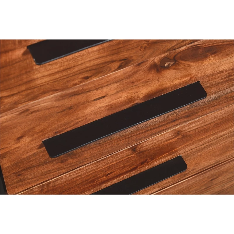 Deals 🥰 Benzara Handmade Wood 👗 Dresser With Live Edge Design 4 Drawers In Brown And Black 🎉 - Image 4