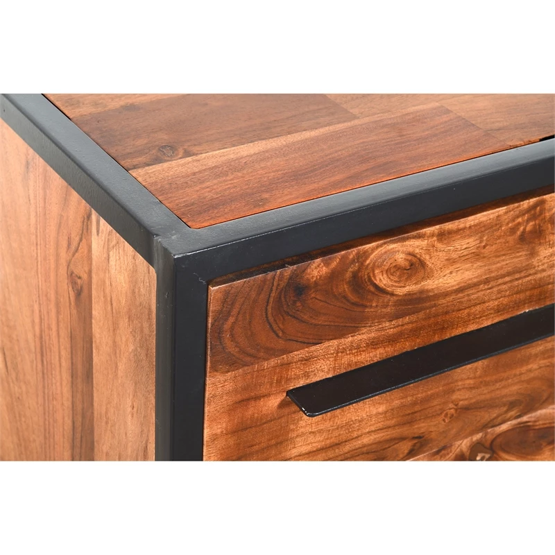 Deals 🥰 Benzara Handmade Wood 👗 Dresser With Live Edge Design 4 Drawers In Brown And Black 🎉 - Image 5