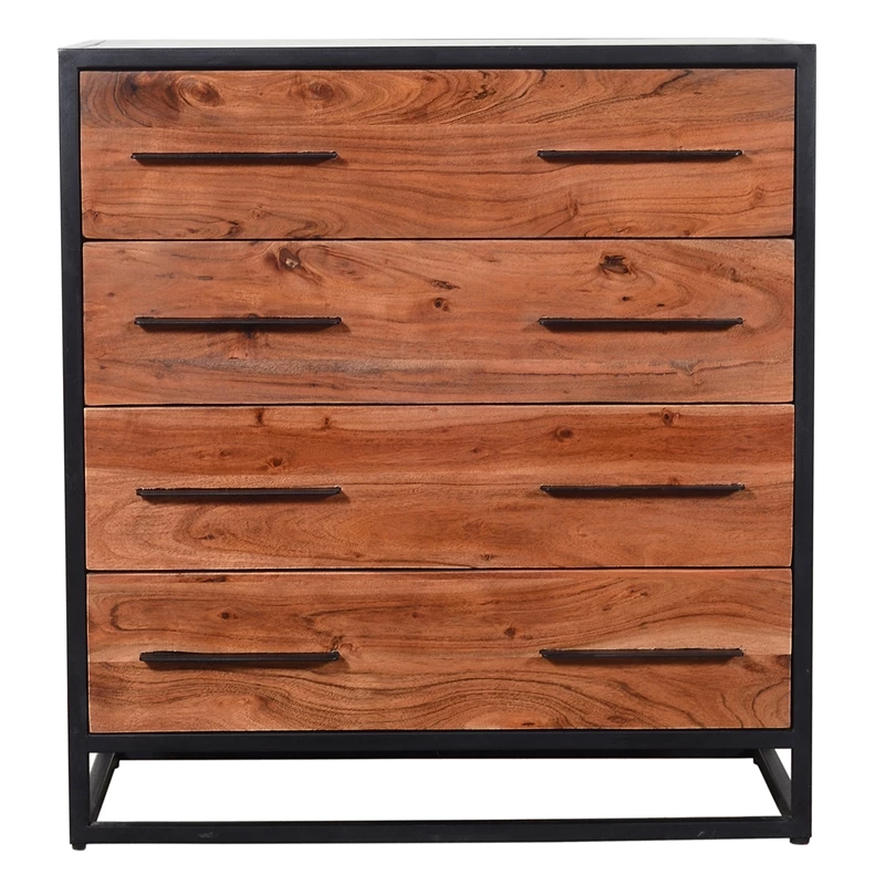 Deals 🥰 Benzara Handmade Wood 👗 Dresser With Live Edge Design 4 Drawers In Brown And Black 🎉