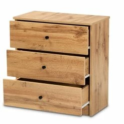 Outlet โ Baxton Studio Decon Oak Brown Finished Wood 3-Drawer Storage Chest ๐