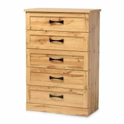 Buy โจ Baxton Studio Colburn Oak Brown Finished Wood 5-Drawer Tallboy Storage Chest ๐