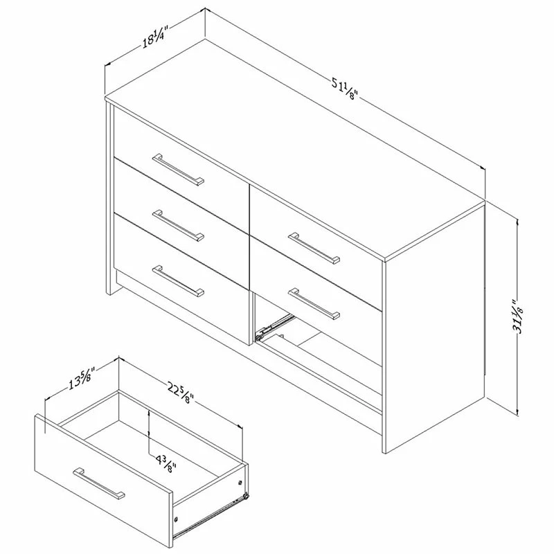 Cheapest ๐ Bowery Hill 6 Drawer Double ๐ Dresser In Weathered Oak And Ebony โญ - Image 6