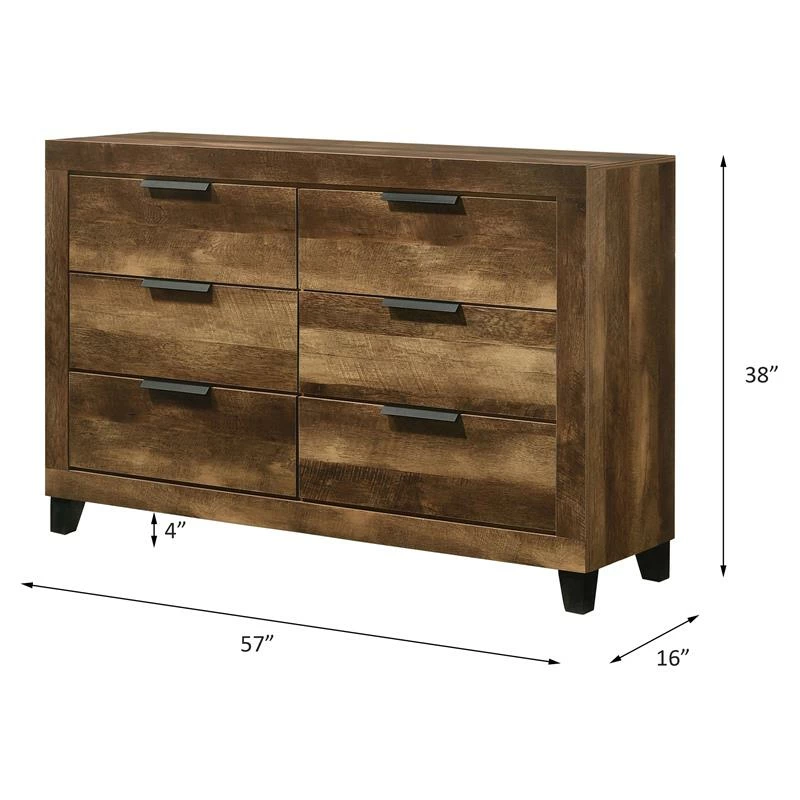 Cheap ๐ ACME Furniture ACME Morales Rectangular Wooden ๐ Dresser With 6 Drawers In Rustic Oak ๐ - Image 8