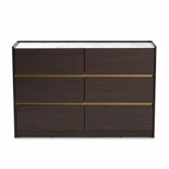 Hot Sale ๐ Baxton Studio Walker Dark Brown And Gold Finished Wood 6-Drawer ๐ Dresser ๐ฏ