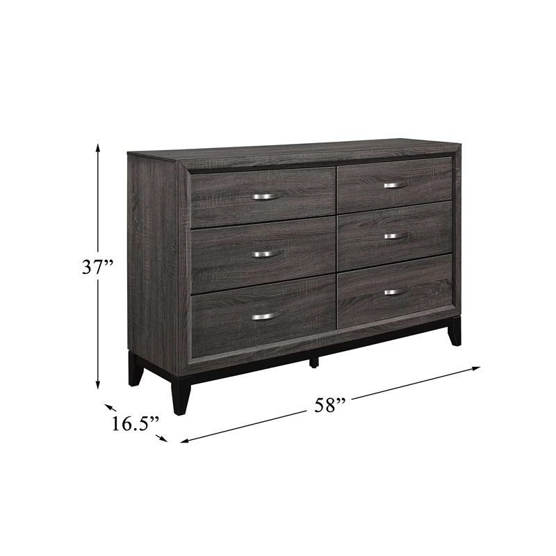 Best reviews of โญ Pemberly Row 58-inch 6 Fixed Drawers Modern Wood ๐ Dresser In Gray โค๏ธ - Image 5