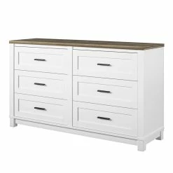 Cheapest 🌟 Bowery Hill Contemporary 6 Drawer 👗 Dresser In White 👍