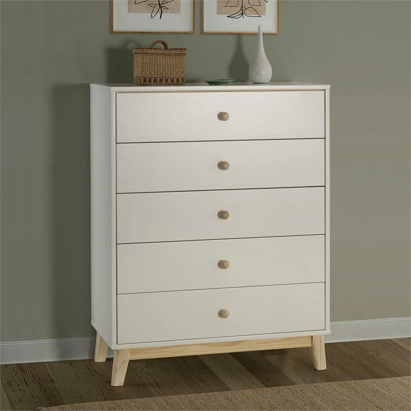 Flash Sale 🎉 Alaterre Furniture MOD 35"W 5-Drawer White Wood Chest 🎉 - Image 2