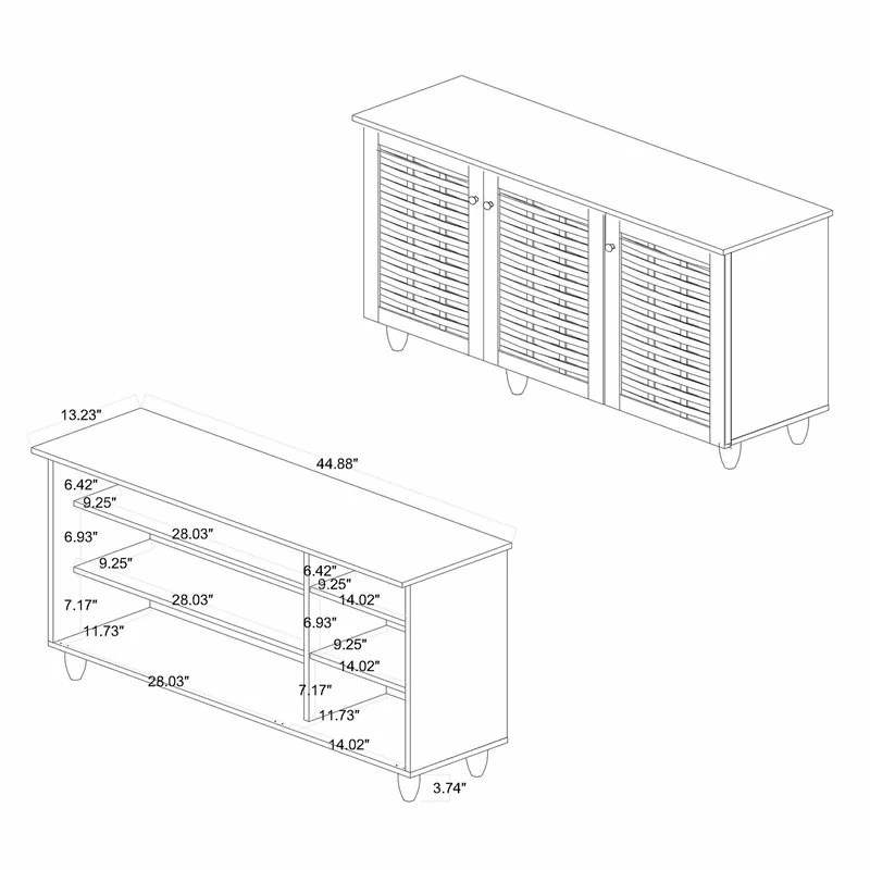 New 🌟 Bowery Hill Oak Brown Finished Wood 3-Door 👟 Shoe Cabinet 🎁 - Image 3