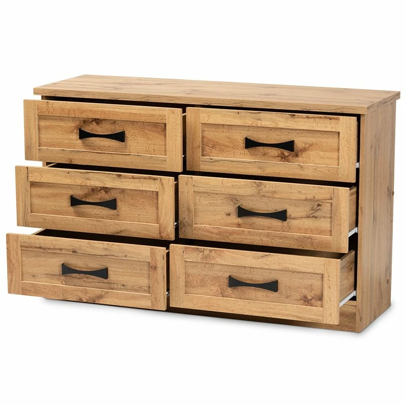 Top 10 ๐ Bowery Hill 6-Drawer Oak Brown Finished Wood Storage ๐ Dresser ๐