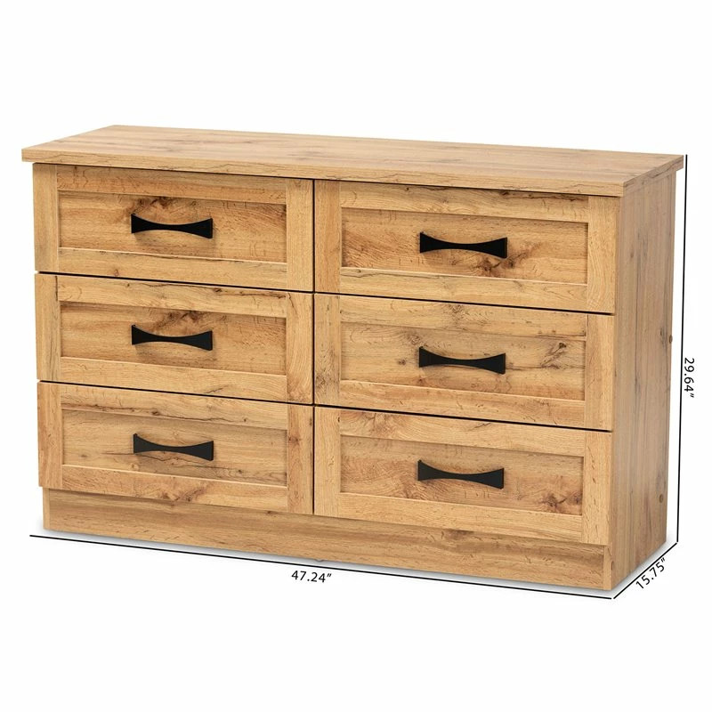 Top 10 ๐ Bowery Hill 6-Drawer Oak Brown Finished Wood Storage ๐ Dresser ๐ - Image 7
