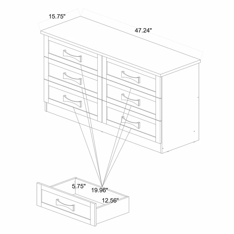 Top 10 ๐ Bowery Hill 6-Drawer Oak Brown Finished Wood Storage ๐ Dresser ๐ - Image 8