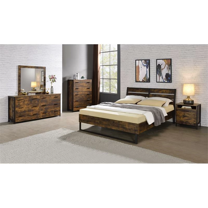 Promo 🛒 ACME Furniture ACME Juvanth 6 Drawers Wooden 👗 Dresser With Metal Legs In Rustic Oak And Black 😉 - Image 2