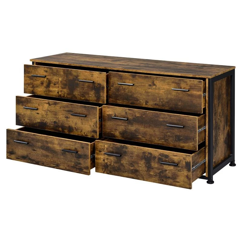 Promo 🛒 ACME Furniture ACME Juvanth 6 Drawers Wooden 👗 Dresser With Metal Legs In Rustic Oak And Black 😉 - Image 6