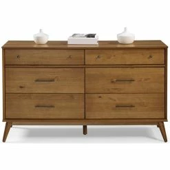 Best deal 🎁 Camaflexi Mid-Century Solid Wood 6-Drawer Bedroom 👗 Dresser In Castanho Brown 😍