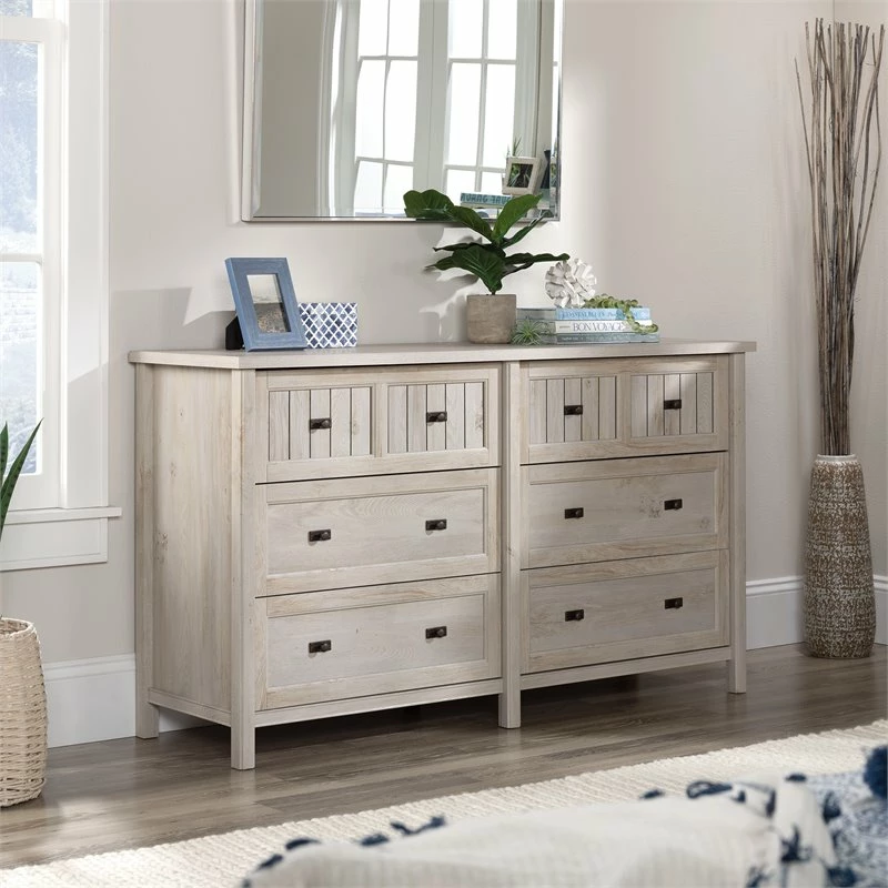 New ⌛ Sauder Costa 6 Drawer Coastal Cottage Wooden 👗 Dresser In Chalked Chestnut 🔥 - Image 2