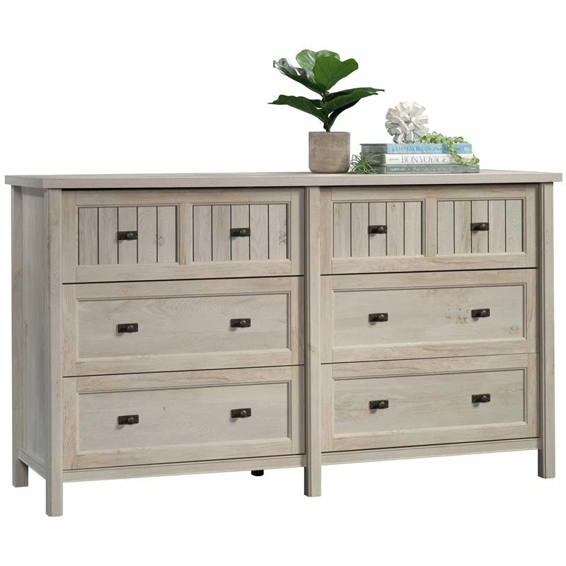 New ⌛ Sauder Costa 6 Drawer Coastal Cottage Wooden 👗 Dresser In Chalked Chestnut 🔥 - Image 3