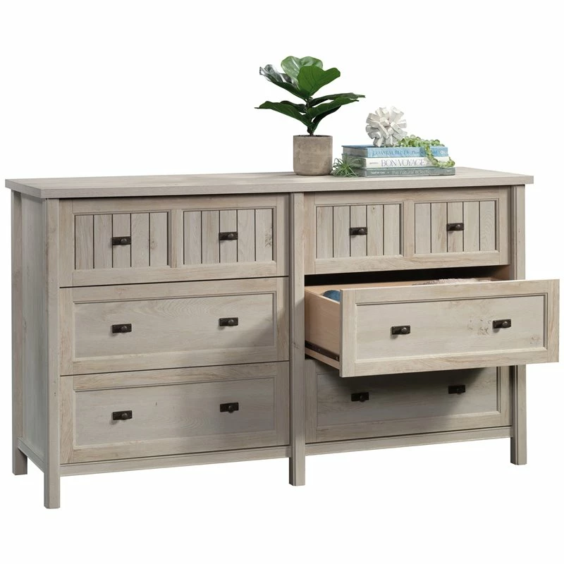 New ⌛ Sauder Costa 6 Drawer Coastal Cottage Wooden 👗 Dresser In Chalked Chestnut 🔥 - Image 4