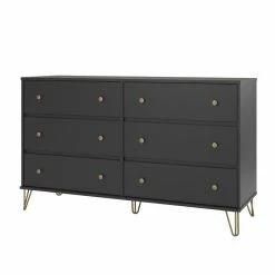 Coupon ✔️ Ameriwood Home Novogratz Owen 6 Drawer 👗 Dresser In Black 🎉