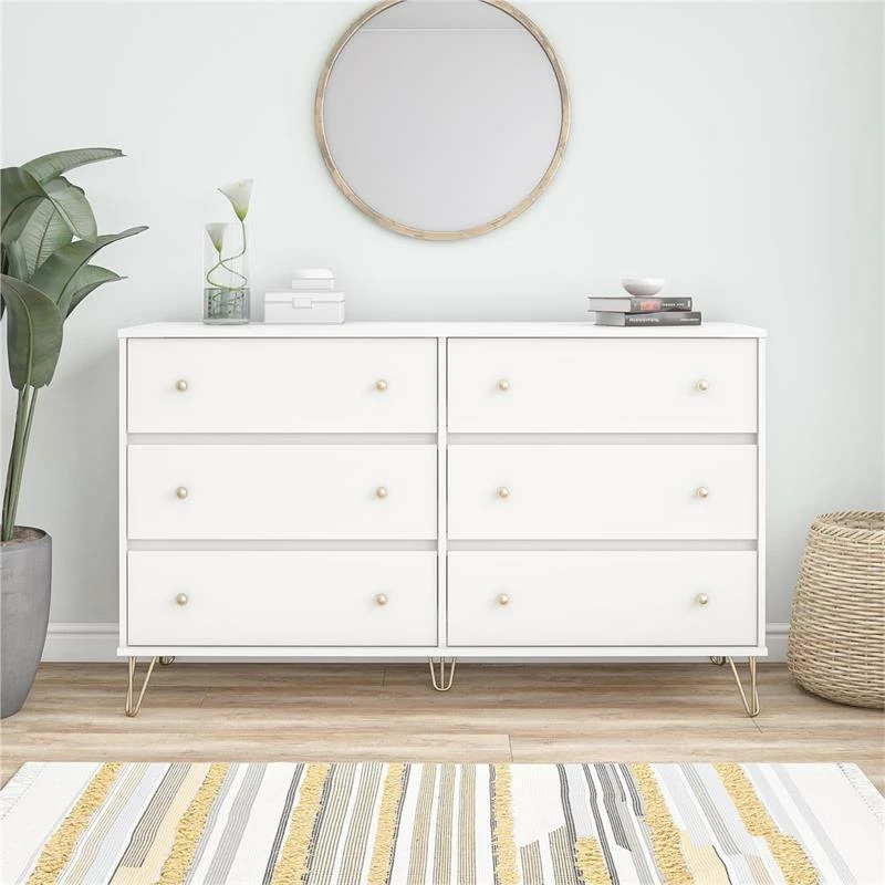 Discount ๐งจ Ameriwood Home Novogratz Finley Contemporary Engineered Wood 6 Drawer ๐ Dresser In White ๐ - Image 4